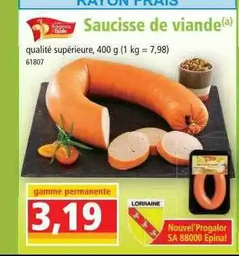 Norma Saucisse de viande offre