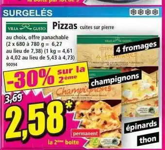 Norma Villa gusto pizzas offre