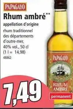 Norma Papagayo rhum ambré offre
