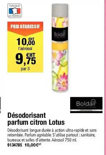 Plein ciel Désodorisant parfum citron lotus boldair offre
