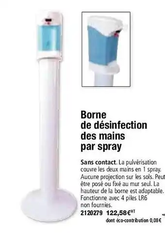 Plein ciel Borne de désinfection des mains par spray offre