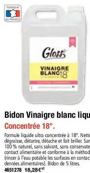 Bidon vinaigre blanc liquide gloss