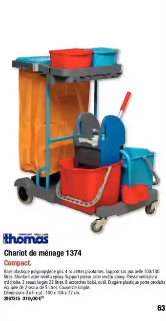 Plein ciel Chariot de ménage 1374 thomas offre