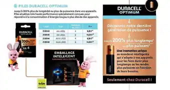 Plein ciel Piles duracell optimum offre