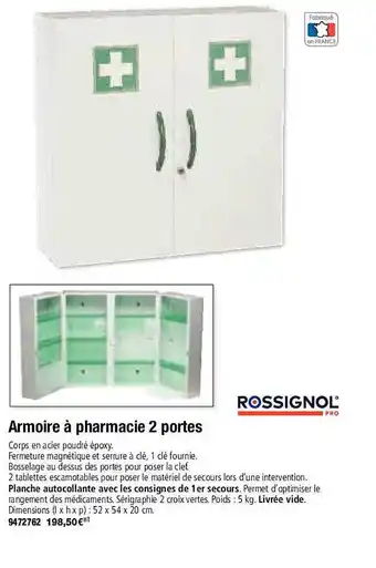 Plein ciel Armoire à pharmacie 2 portes rossignol offre