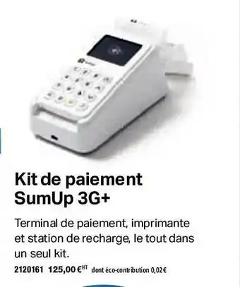Plein ciel Kit de paiement sumup 3g+ offre