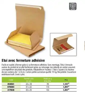Étui avec fermeture adhésive