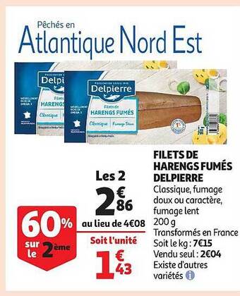 Auchan Filets de harengs fumés delpierre offre