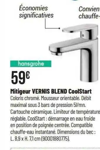 Mitigeur vernis blend coolstart