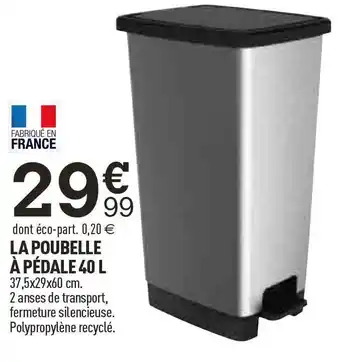 Centrakor La poubelle à pédale 40 l offre