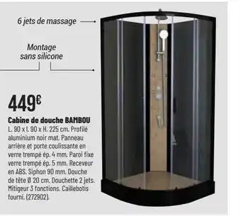 Bricorama Cabine de douche bambou offre