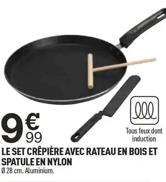 Centrakor Le set crêpière avec râteau en bois et spatule en nylon offre