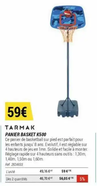 Decathlon Panier basket k500 tarmak offre