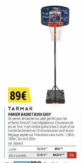Decathlon Panier basket b200 easy tarmak offre