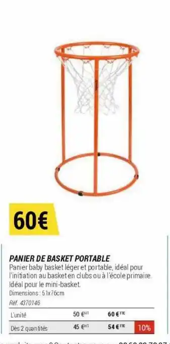 Decathlon Panier de basket portable offre