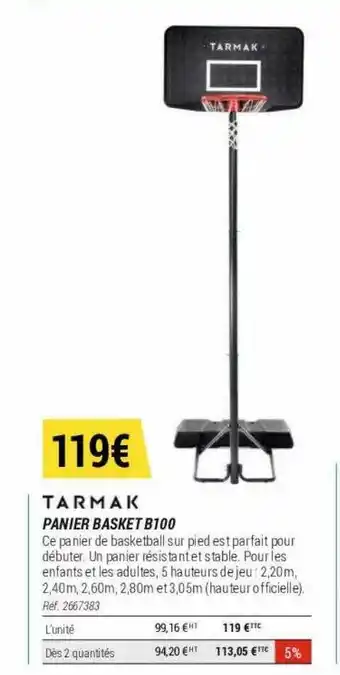 Decathlon Panier basket b100 tarmak offre
