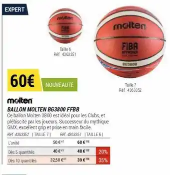 Decathlon Ballon molten bg3800 ffbb offre
