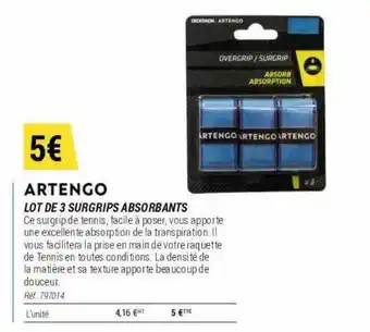 Decathlon Lot de 3 surgrips absorbants artengo offre
