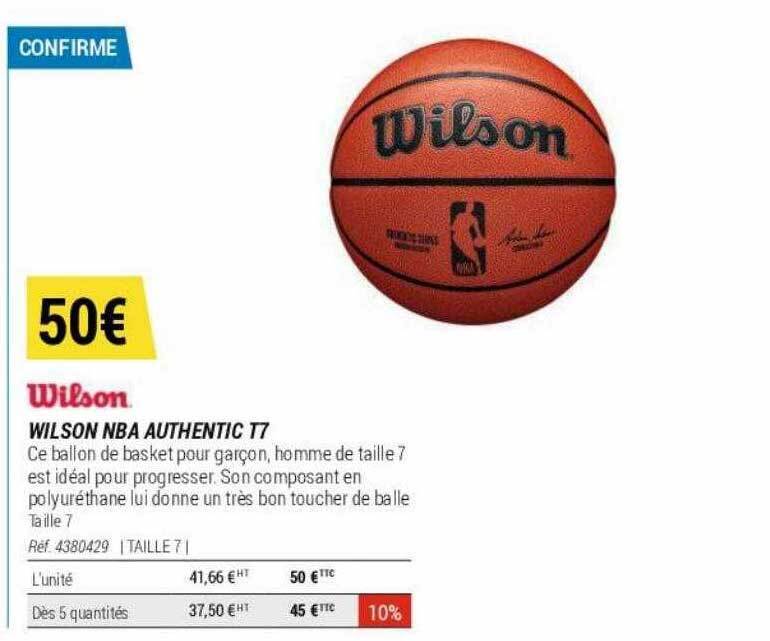 Promo Wilson nba authentic t7 chez Decathlon