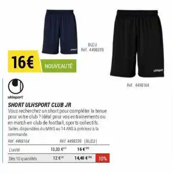 Decathlon Short uhlsport club jr offre