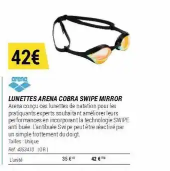 Decathlon Lunettes arena cobra swipe mirror offre
