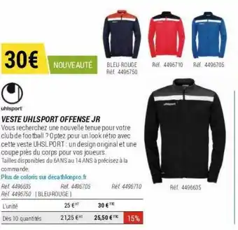 Decathlon Veste uhlsport offense jr offre