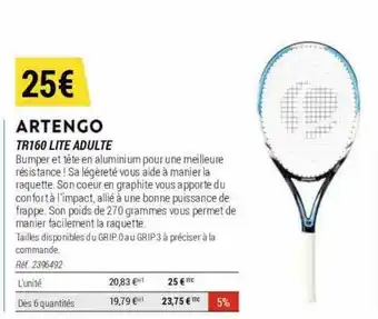 Decathlon Tr160 lite adulte artengo offre