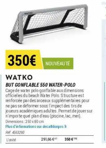 Decathlon But gonflable 550 water-polo watko offre