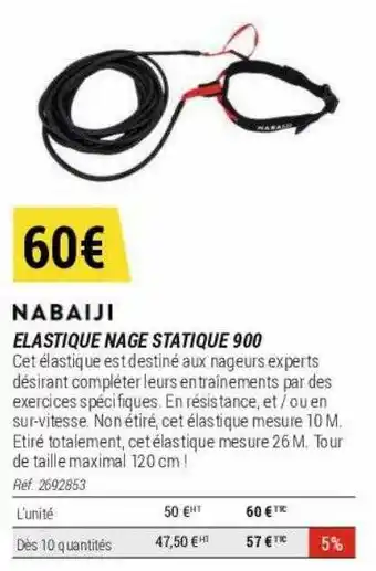 Decathlon Élastique nage statique 900 nabaiji offre