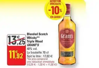 G20 Blended scotch whisky triple wood grant's offre