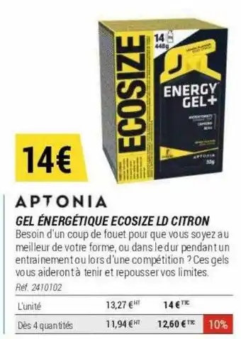 Decathlon Gel énergétique écosize ld citron aptonia offre