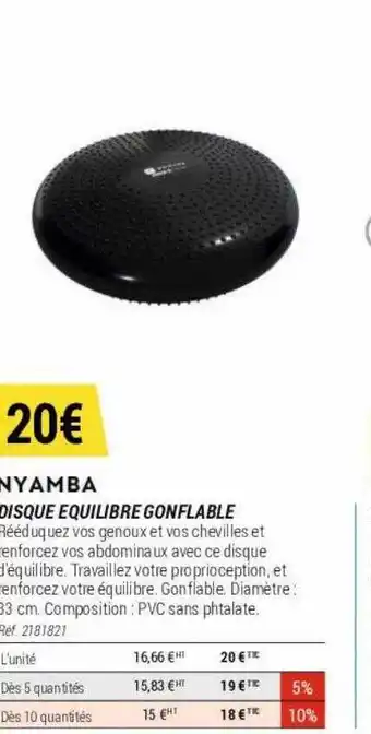 Decathlon Disque équilibre gonflable nyamba offre