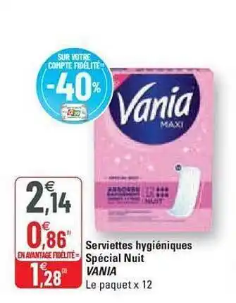 G20 Serviettes hygiéniques spécial nuit vania offre