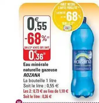 G20 Eau minérale naturelle gazeuse rozana offre