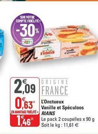 G20 L'onctueux vanille et spéculoos rians offre