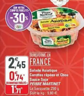 G20 Salade asiatique carottes râpées et chou sauce soja pierre martinet offre