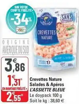 G20 Crevettes nature salades & apéros l'assiette bleue offre