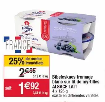 Cora x Carrefour Bibeleskaes fromage blanc sur lit de myrtilles alsace lait offre