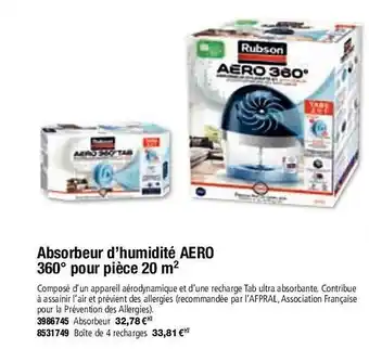 Absorbeur d'humidité aéro 360° pour pièce 20 m² rubson