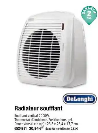 Radiateur soufflant dëlonghi