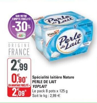 G20 Spécialité laitière nature PERLE DE LAIT YOPLAIT offre