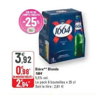 G20 Bière blonde 1664 offre