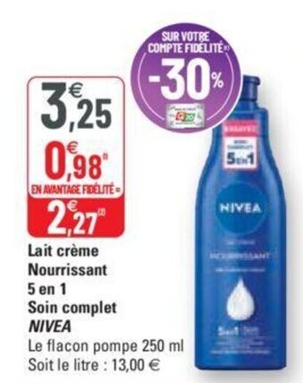 G20 Lait crème nourrissant 5 en 1 soin complet NIVEA offre