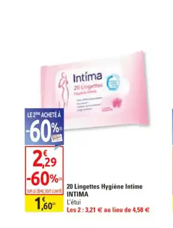 20 lingettes hygiène intime INTIMA