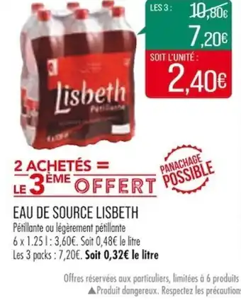 Match Eau de source Lisbeth offre
