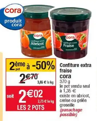 Cora x Carrefour Confiture extra fraise cora offre