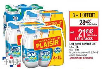Cora x Carrefour Lait demi-écrémé uht lactel offre