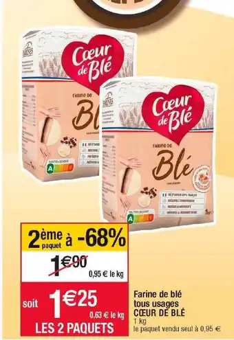 Cora x Carrefour Farine de blé tous usages cœur de blé offre
