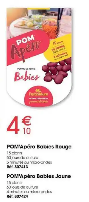 Pom'apéro babies rouge, pom'apéro babies jaune