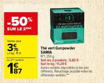 Carrefour Thé vert gunpowder samia offre